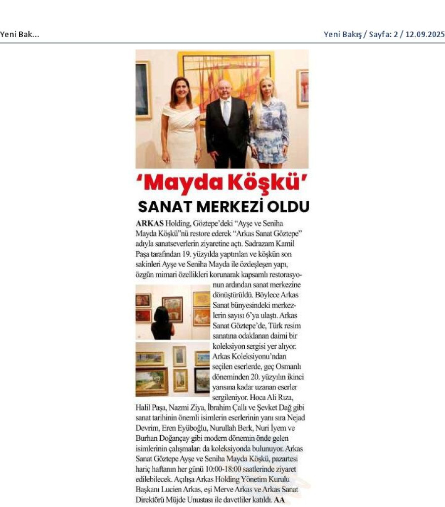 Mayda Köşkü Sanat Merkezi Oldu