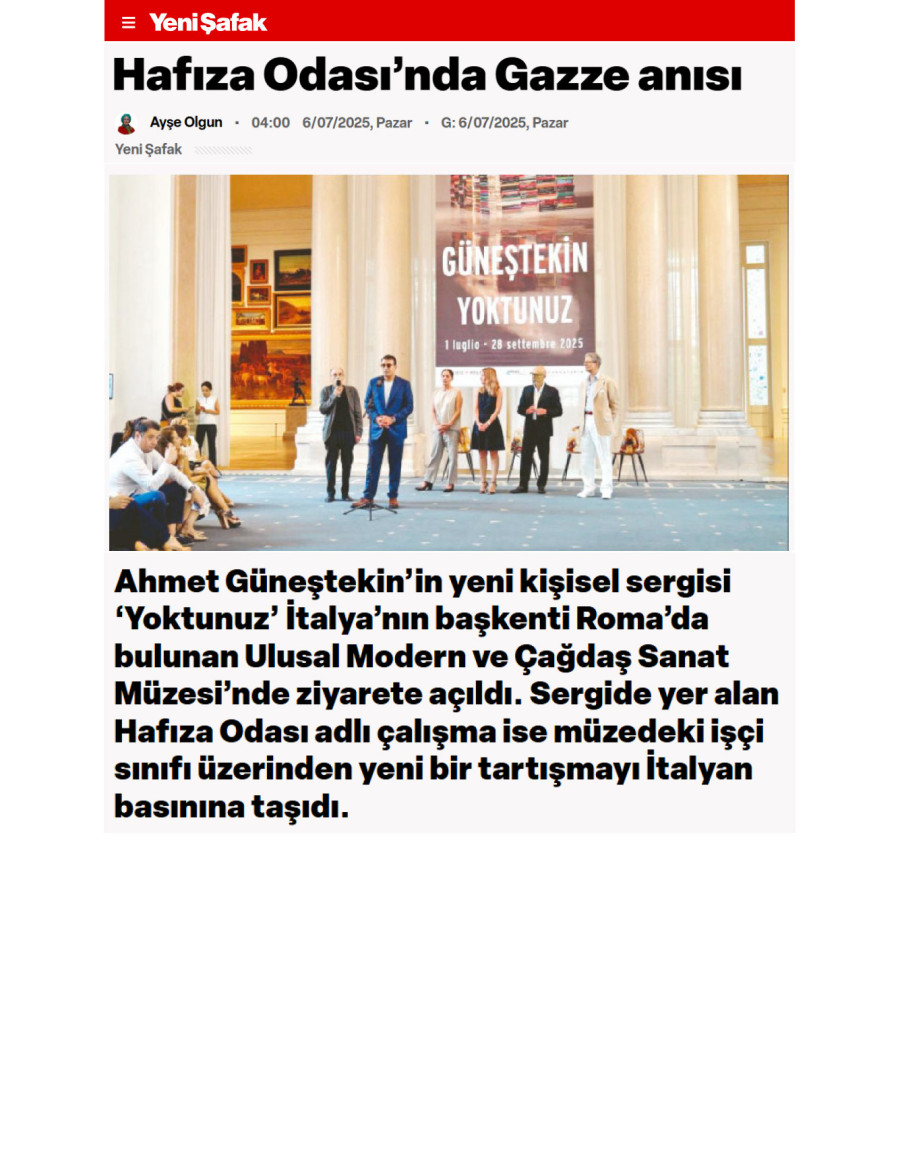 Ahmet Güneştekin: Hafıza Odası'nda Gazze Anısı