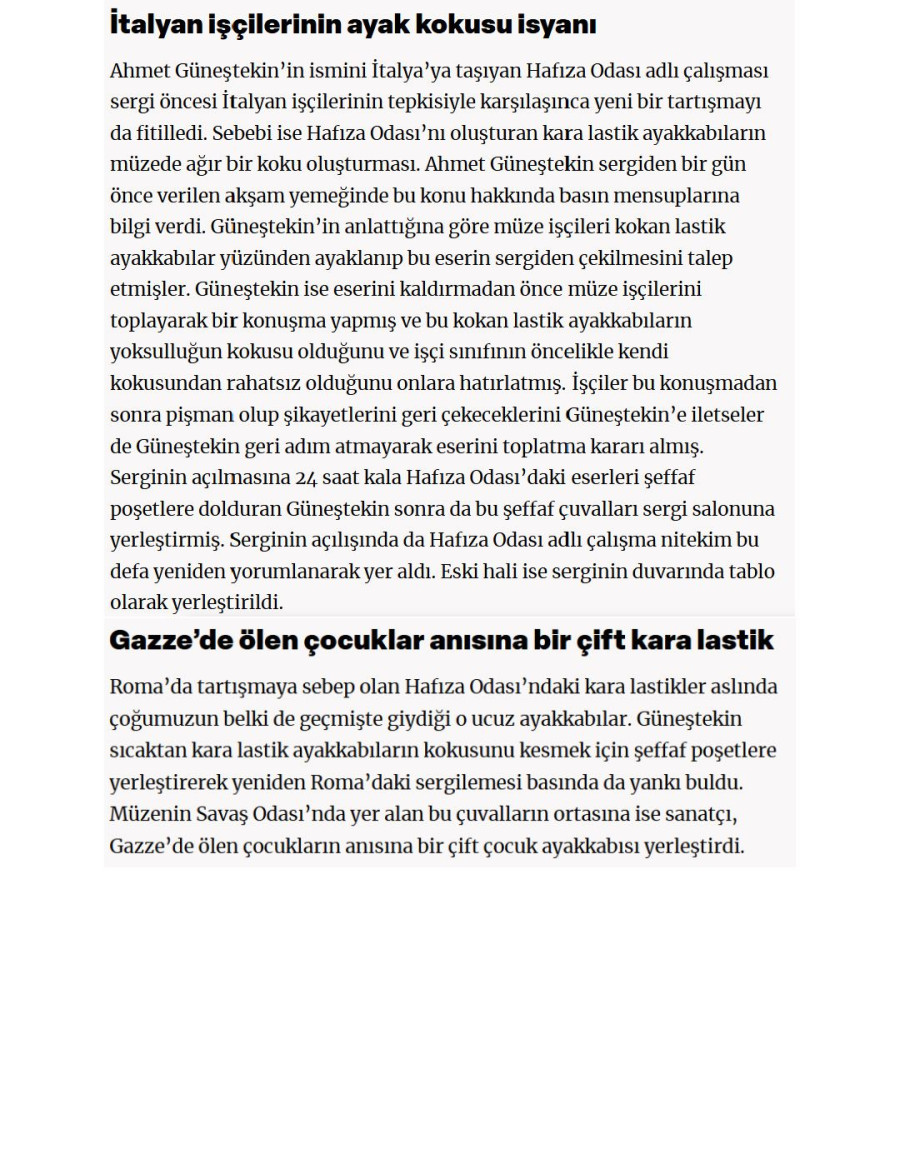 Ahmet Güneştekin: Hafıza Odası'nda Gazze Anısı