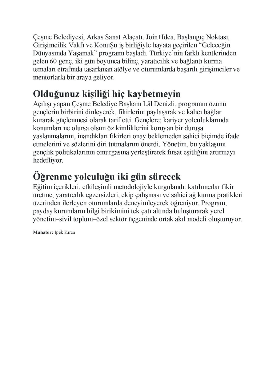 Arkas Sanat Alaçatı’da Gençlik Buluşması