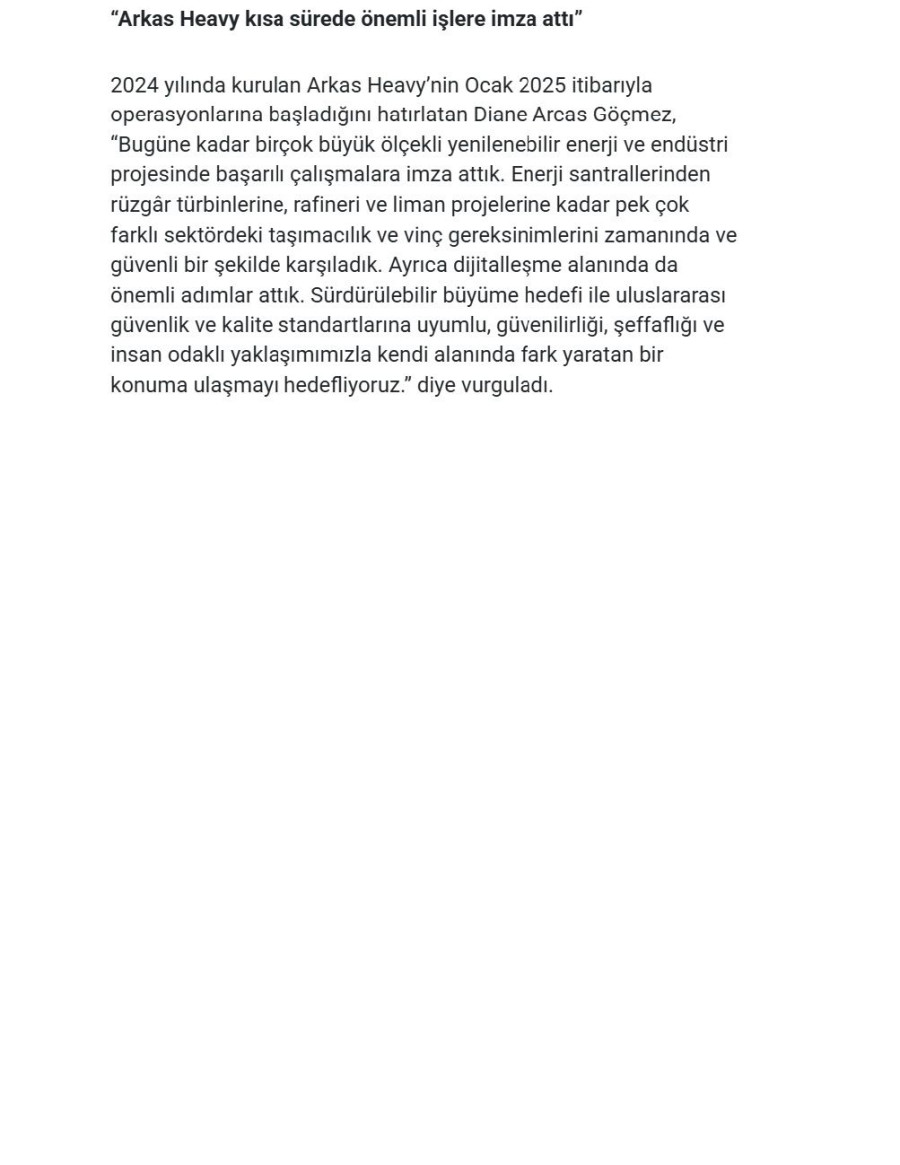 “Arkas Heavy Olarak Proje Taşımacılığında Titiz Bir Lojistik Ve Kurulum Mühendisliği Yapıyoruz”