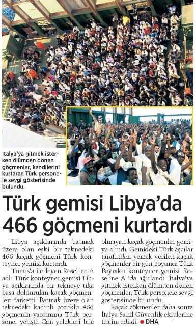 Türk Gemisi Libya'da 466 Göçmeni Kurtardı