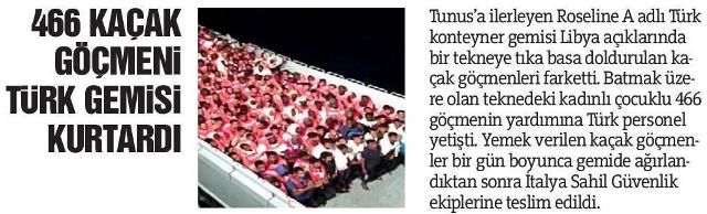466 Kaçak Göçmeni Türk Gemisi Kurtardı