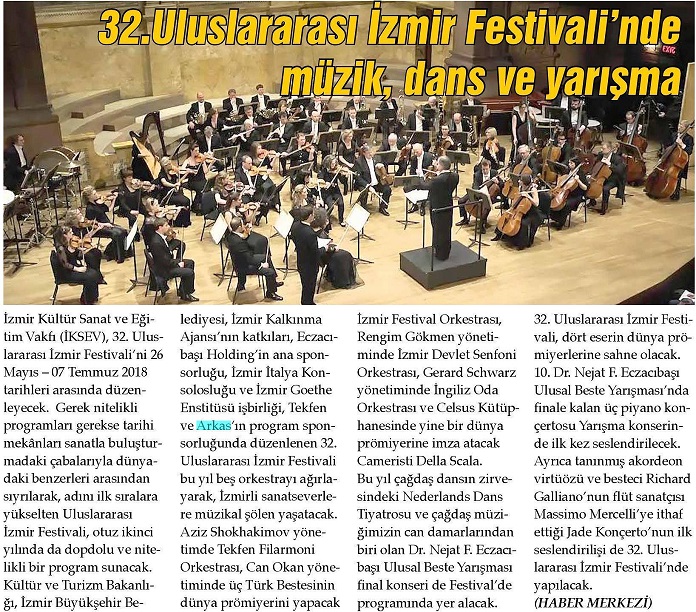 32.Uluslararası İzmir Festivali'nde müzik, dans ve yarışma