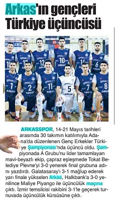 Arkas'ın gençleri Türkiye üçüncüsü