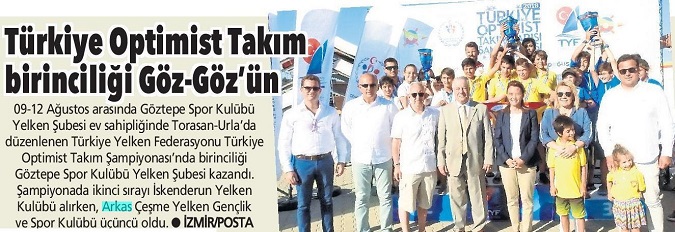 Türkiye optimist takım birinciliği Göz-Göz'ün