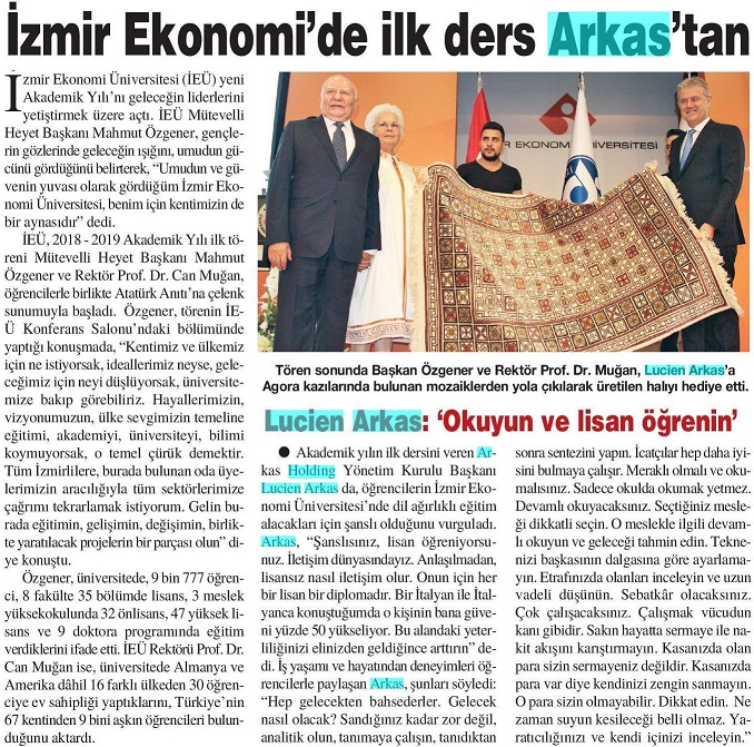 İzmir Ekonomi'de ilk ders Arkas'tan