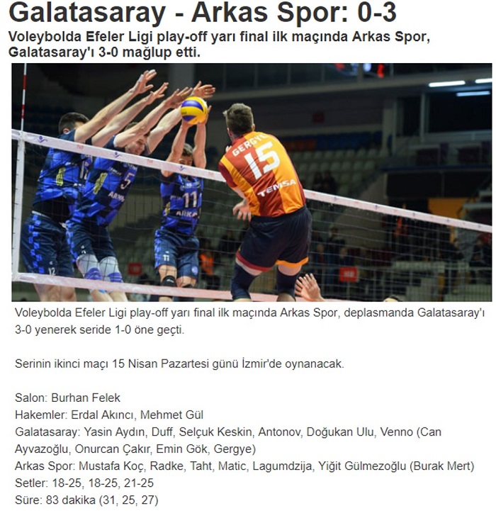 Galatasaray-Arkas Spor : 0-3