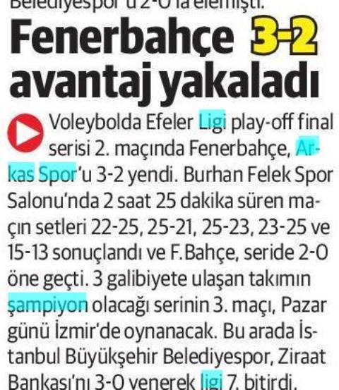 Fenerbahçe 3-2 avantaj yakaladı