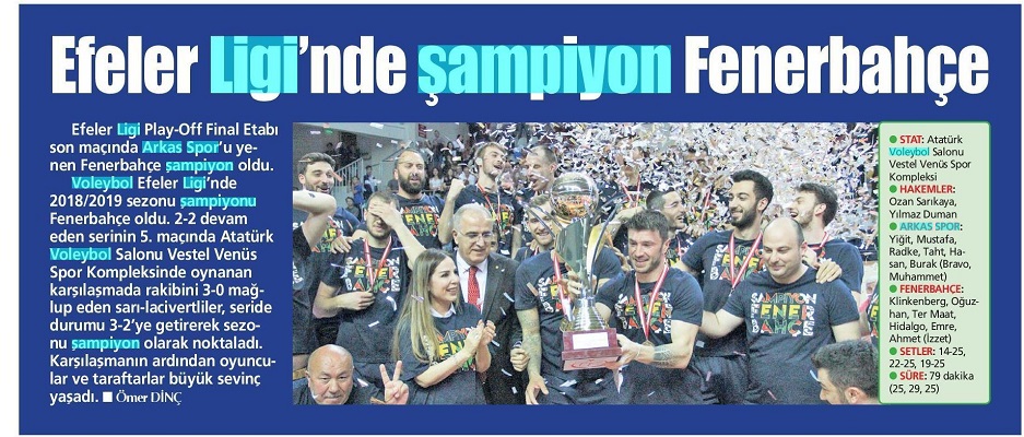 Efeler Ligi'nde şampiyon Fenerbahçe