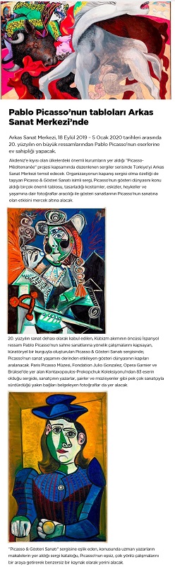 Pablo Picasso Nun Tablolar Arkas Sanat Merkezi Nde Medya Arkas Haber