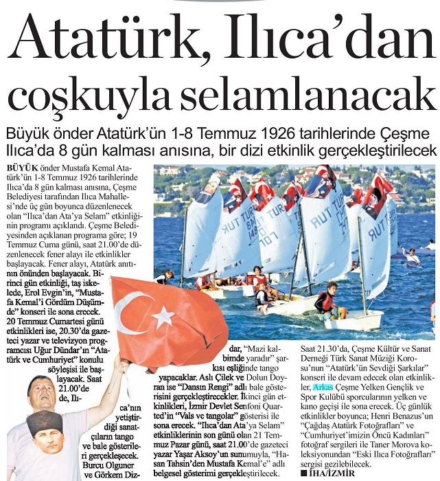 Atatürk, Ilıca'dan çoşkuyla selamlanacak