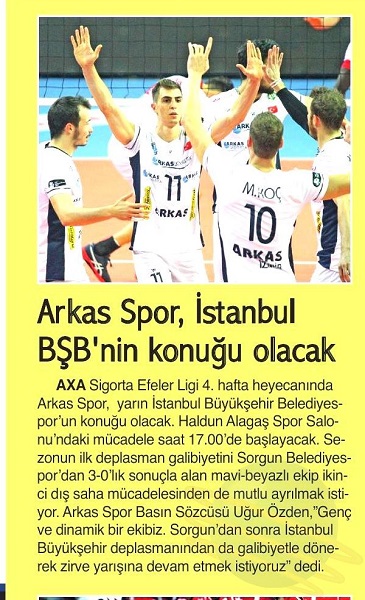 Arkas Spor, İstanbul BŞB'nin konuğu olacak