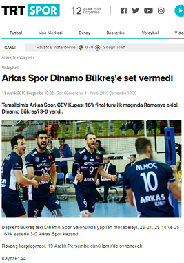 Artkas Spor Dinamo Bükreş'e set vermedi