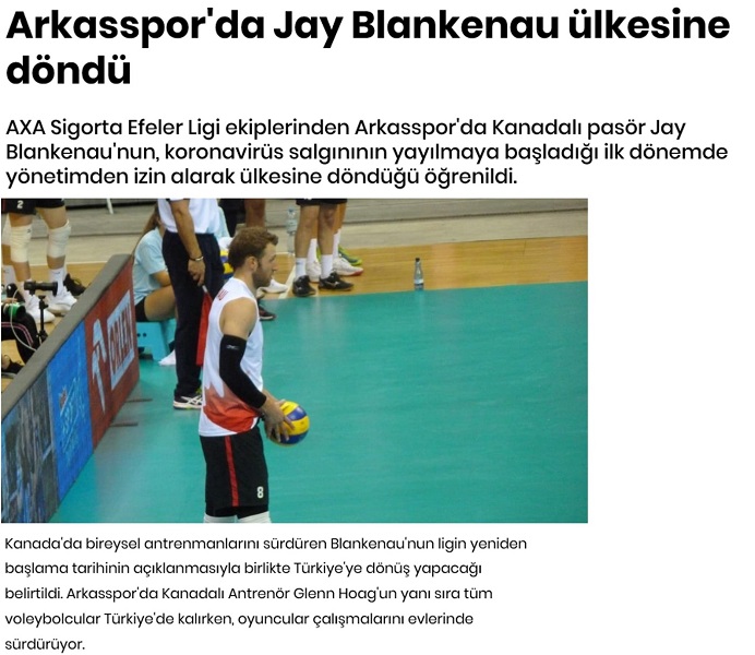 Arkasspor'da Jay Blankenau ülkesine döndü